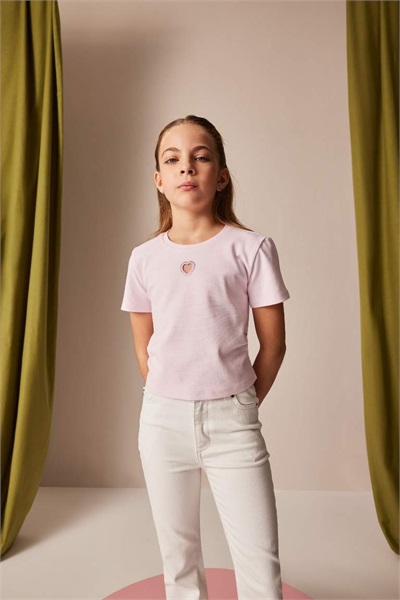 Defacto Kız Çocuk Kısa Kol T-shirt E0823A8/PN74 LT.PINK