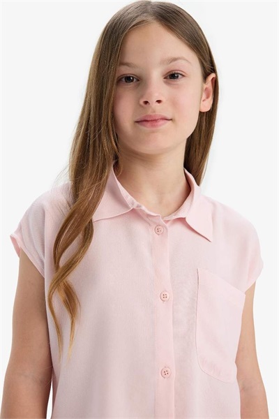 Defacto Kız Çocuk Kısa Kol Gömlek D7644A8/PN638 LT.PINK