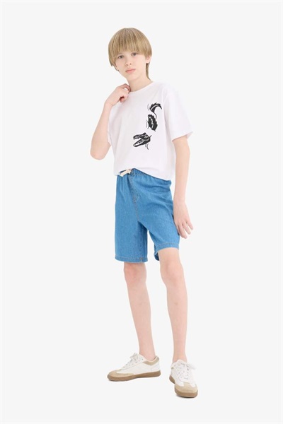 Defacto Erkek Çocuk  Kot&Kanvas Şort D8575A8/NM28 MID BLUE