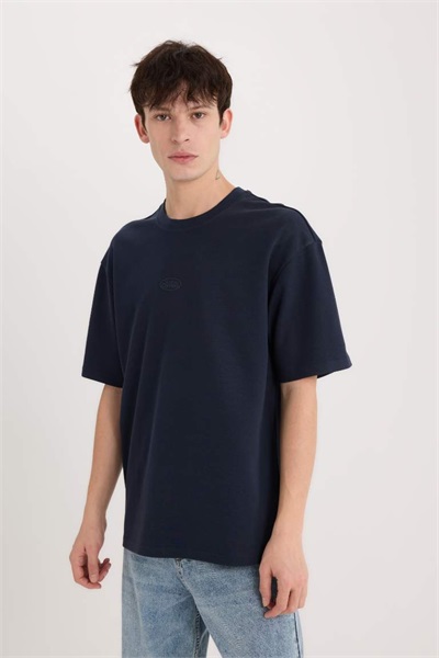 Defacto Erkek  T-shirt D5519AX/NV82 NAVY