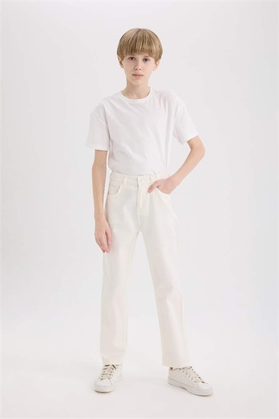 Defacto Erkek Çocuk  Kanvas Pantolon X4224A6/WT32 OFF WHITE
