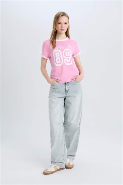 Defacto Kadın Kısa Kol T-shirt E0675AX/PN450 PINK