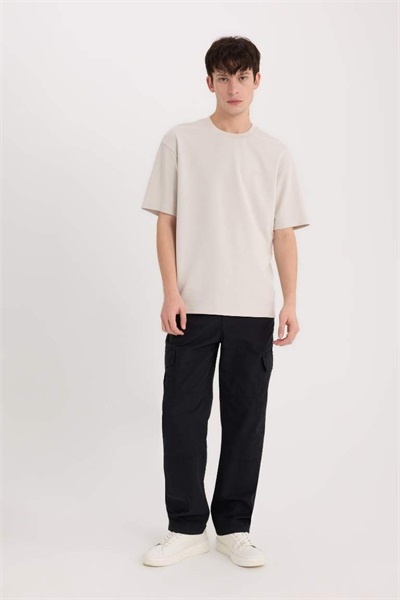 Defacto Erkek  T-shirt D5507AX/GR437 STONE