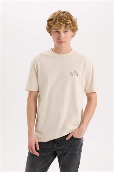 Defacto Erkek  T-shirt D6789AX/BG702 STONE