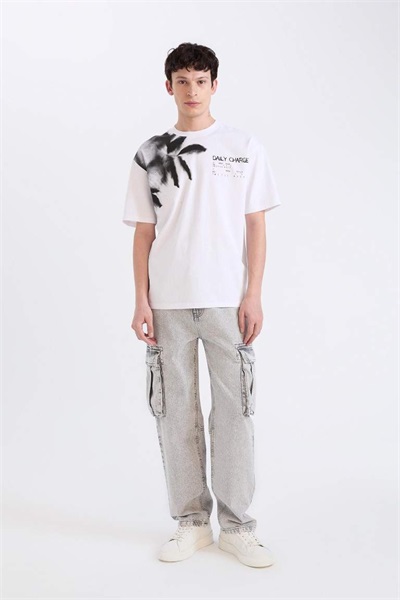 Defacto Erkek  T-shirt D5582AX/WT34 WHITE