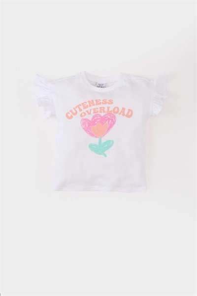 Defacto Kız Bebek Kısa Kol T-shirt E0682A5/WT34 WHITE