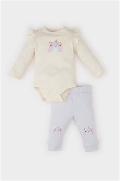 Defacto Kız Bebek  Şort Takım D8702A5/ER233 ECRU