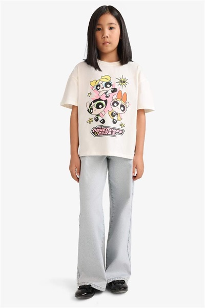 Defacto Kız Çocuk Kısa Kol T-shirt E6512A8/ER99 ECRU