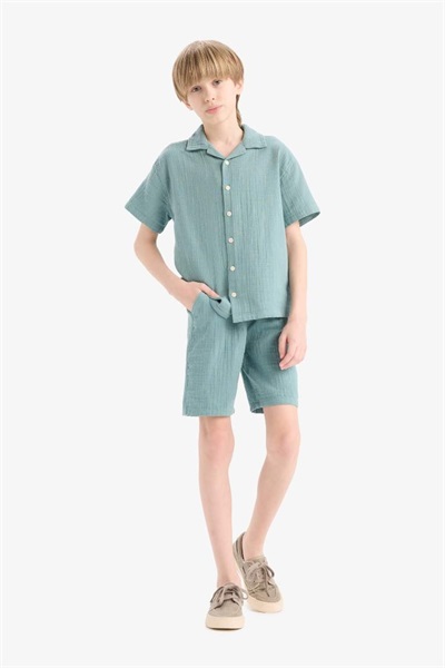 Defacto Erkek Çocuk Penye Şort Z5370A6/GN382 GREEN