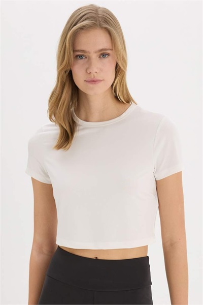 Defacto Kadın Uzun Kol T-shirt D7295AX/ER105 ECRU