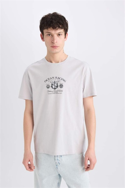 Defacto Erkek  T-shirt E1316AX/GR184 LT.GREY