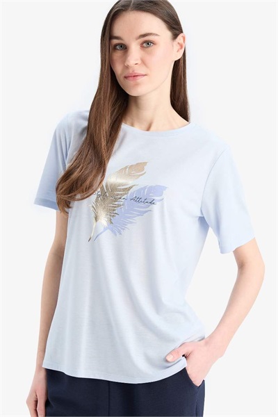 Defacto Kadın T-shirt E1164AX/BE216 LT.BLUE