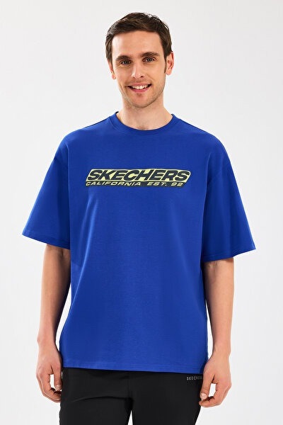 Skechers M Heavyweight Graphic Tee Erkek T-shirt S2510156-403 Sax