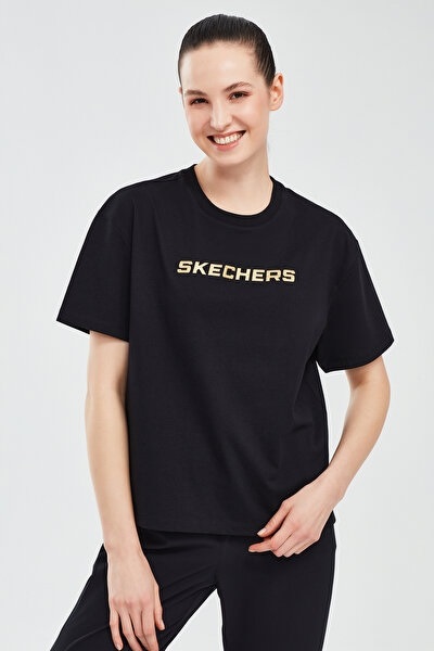 Skechers W Graphic Tee Loose Fit Kadın  T-shirt S241012-001 Siyah