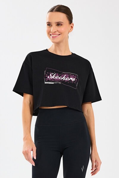 Skechers W Loose Fit Graphic Tee Kadın  T-shirt S2510144-001 Siyah