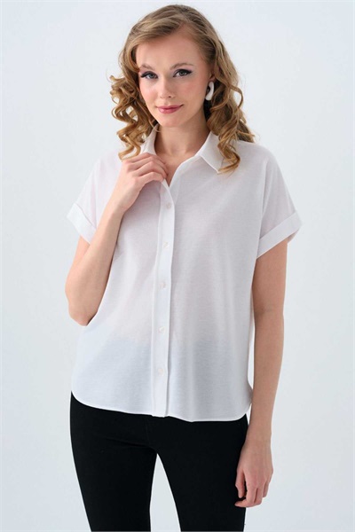 Loft Kadın Regular Fit  Kısa Kol Gömlek Lf2038450 WHITE
