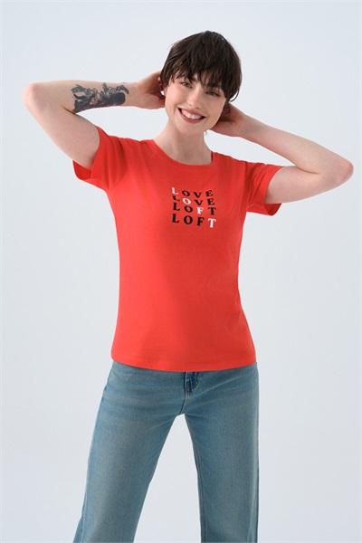 Loft Kadın Regular Fit T-Shirt Lf2038544 RED
