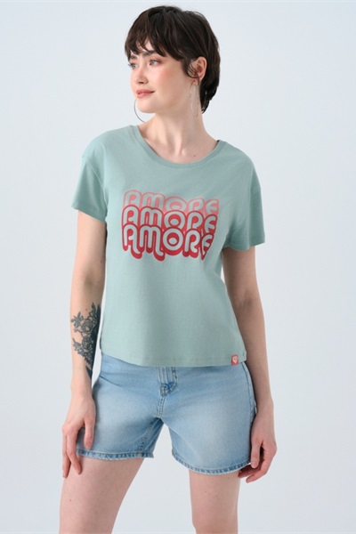 Loft Kadın Regular Fit T-Shirt Lf2038918 MINT GREEN