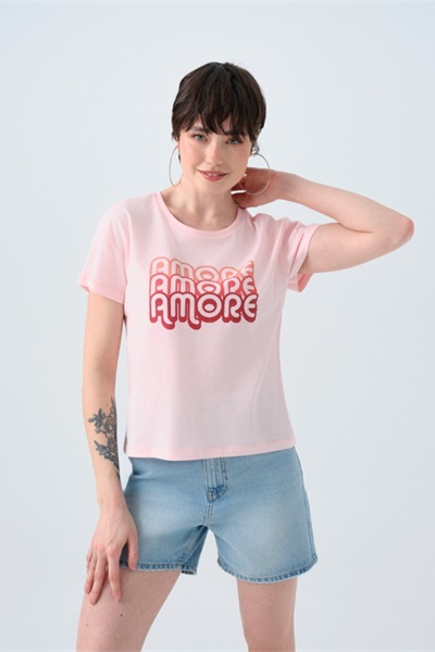 Loft Kadın Regular Fit T-Shirt Lf2038918 LIGHT PINK