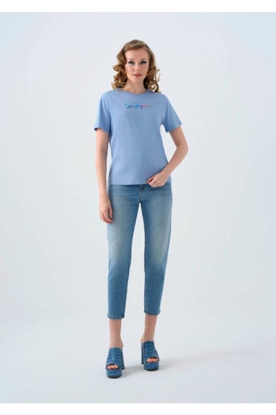 Loft Kadın Regular Fit T-Shirt Lf2039154 LIGHT BLUE