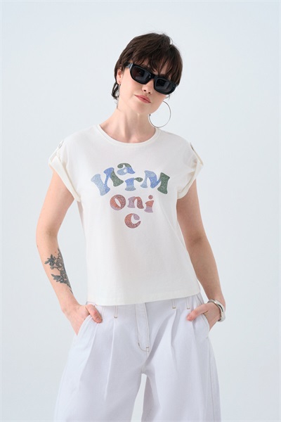 Loft  Kadın T-shirt LF2040227 OFF WHITE