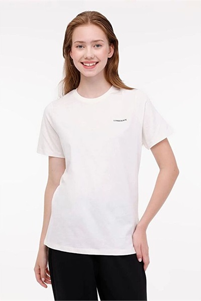 Wb C Neck 11Ct122 5Fx Lumberjack Kadın T-shirt A101931626 EKRU