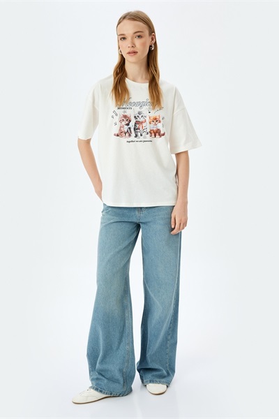 Koton Kadın T-shirt 5SAL10016IK EKRU