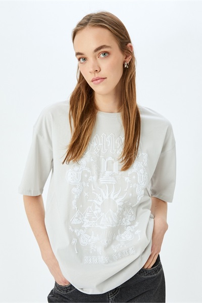 Koton Kadın T-shirt 5SAL10075IK GRİ