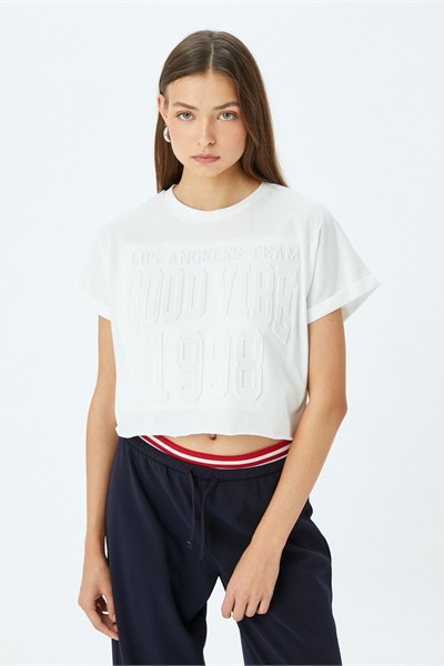 Koton Kadın T-shirt 5SAL10084IK EKRU