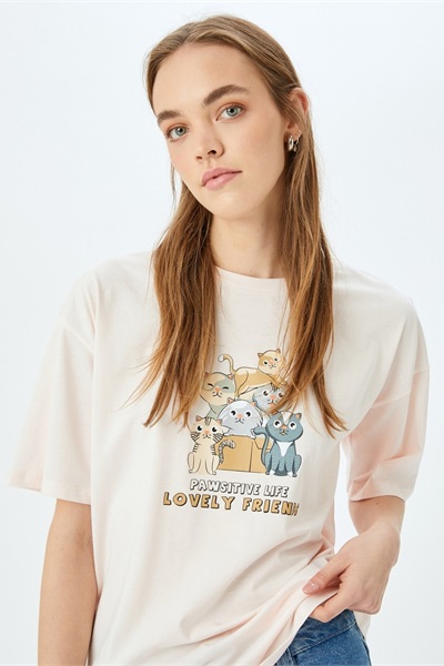 Koton Kadın T-shirt 5SAL10091IK PEMBE
