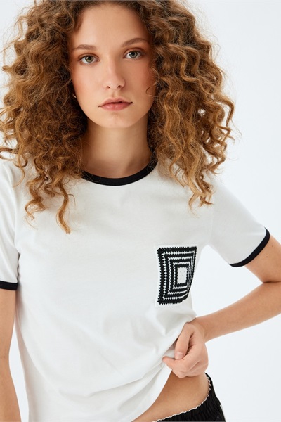 Koton Kadın T-shirt 5SAL10191IK EKRU