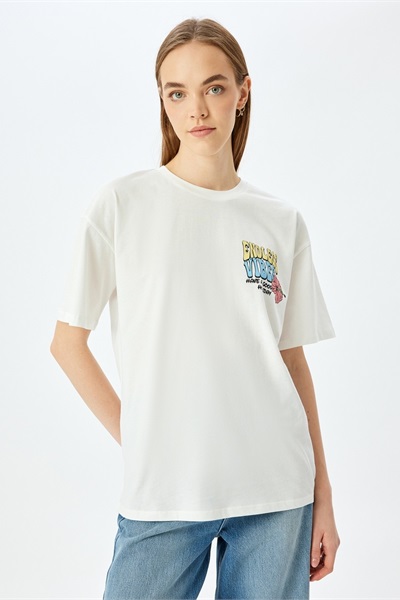 Koton Kadın T-shirt 5SAL10245IK EKRU