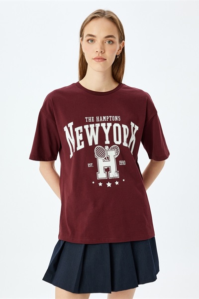 Koton Kadın T-shirt 5SAL10375IK BORDO