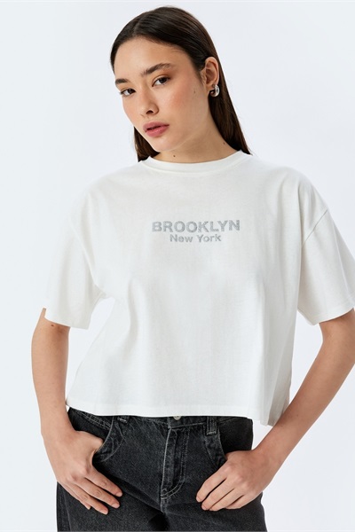 Koton Kadın T-shirt 5SAL10366IK EKRU