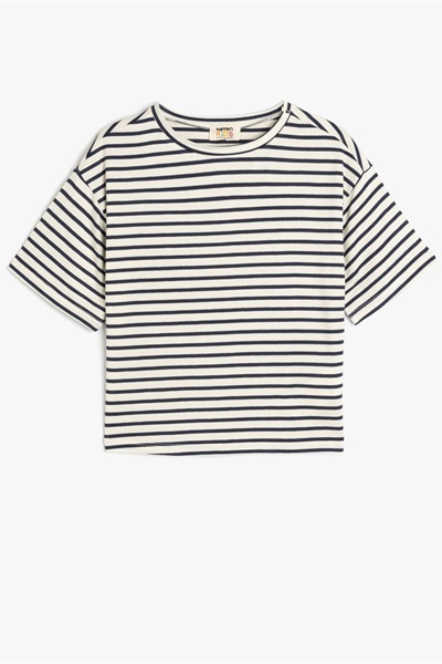 Koton Kız Çocuk T-shirt 5SKG10366AK EKRU ÇİZGİLİ
