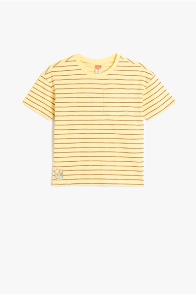 Koton Erkek Bebek T-shirt 5SMB10181TK SARI ÇİZGİLİ