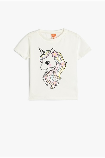 Koton Kız Bebek T-shirt 5SMG10025AK EKRU