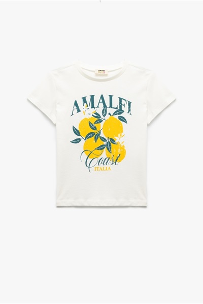 Koton Kız Çocuk Kısa Kol T-shirt 5SKG10271AK EKRU