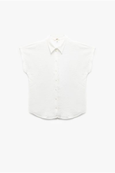 Koton Kadın Kısa Kol T-shirt 5SAK60068UW KIRIK BEYAZ