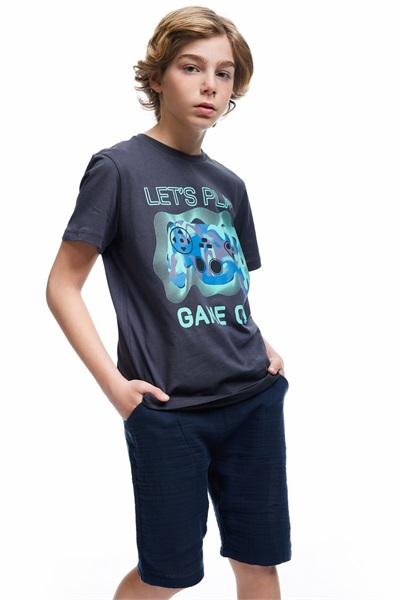 Koton Erkek Çocuk Kısa kol T-shirt 5SKB10128TK ANTRASİT