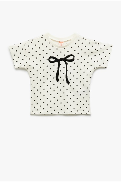 Koton Kız Bebek Kısa Kol T-shirt 5SMG10102AK BEJ DESENLİ