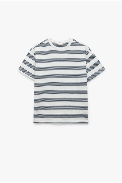 Koton Erkek Çocuk T-shirt 5SKB10593TK EKRU ÇİZGİLİ