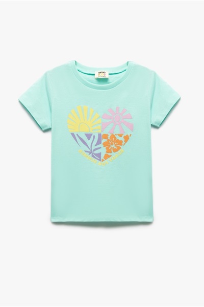 Koton Kız Çocuk T-shirt 5SKG10070AK YEŞİL
