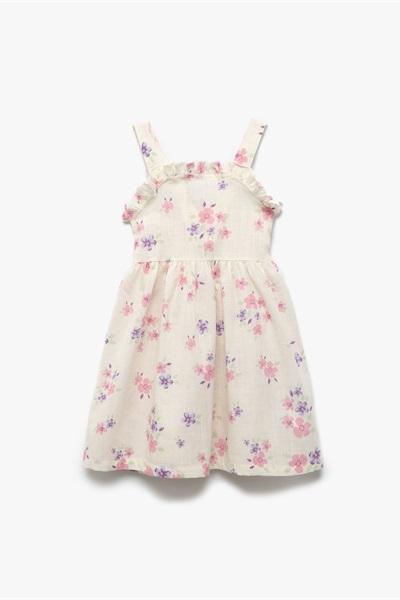 Koton Kız Bebek Elbise 5SMG80061AW BEJ DESENLİ