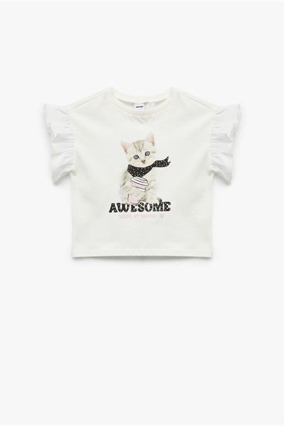 Koton Kız Bebek T-shirt 5SMG10148AK EKRU