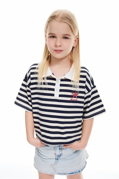 Koton Kız Çocuk T-shirt 5SKG10472AK LACİVERT DESENLİ