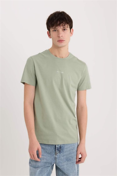 Defacto Erkek  T-shirt D5566AX/GN1107 LT.GREEN