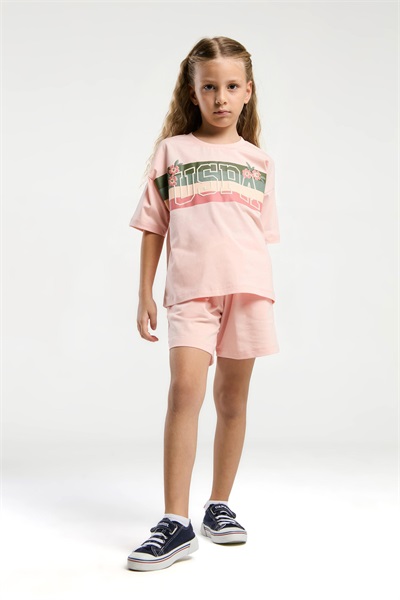 U.S. Polo Assn Kids Kız Çocuk Şort Takım US2071-4 AÇIK SOMON