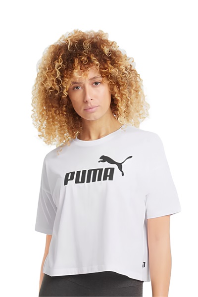 Puma Ess Cropped No. 1 Logo Tee Kadın T-shirt 684972-02 WHİTE