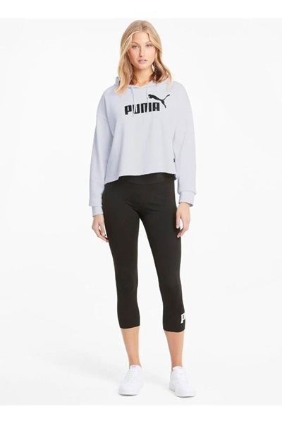 Puma Ess Cropped Logo Hoodie Tr Kadın Sweat 586870-02 WHİTE